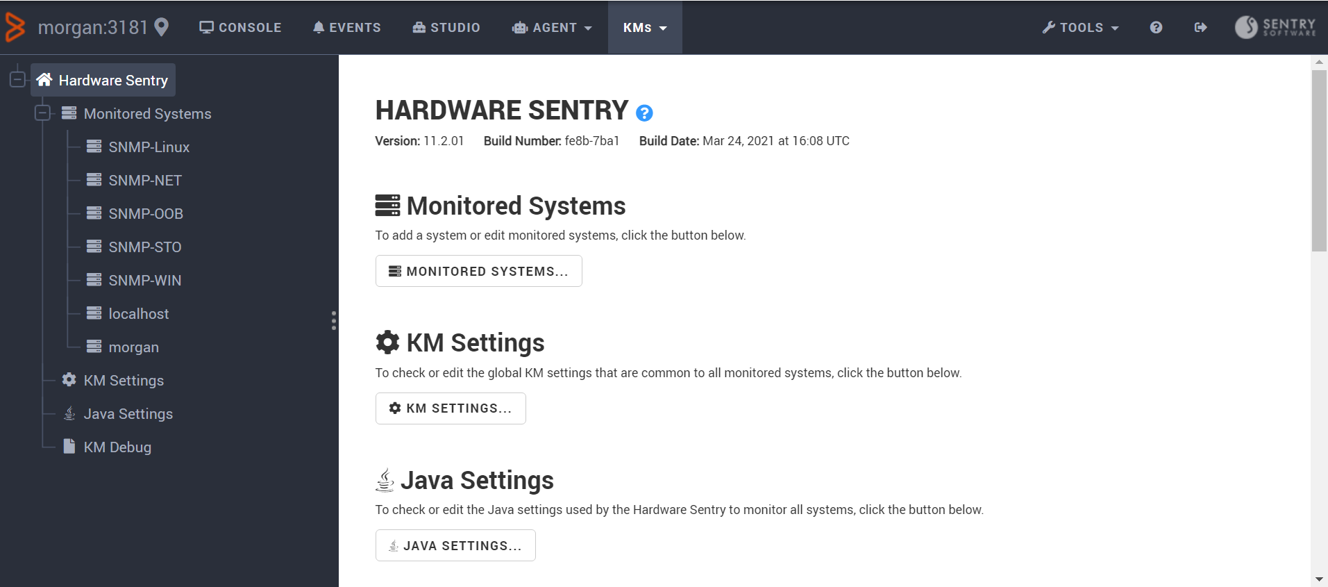 Configuring Hardware Sentry in Monitoring Studio X