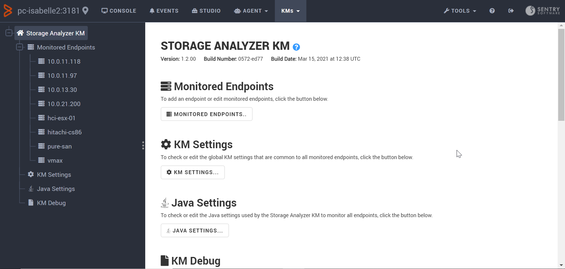 Configuring the Storage Analyzer KM in Monitoring Studio X