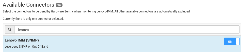 Monitoring Lenovo Servers - Specifying the connectors to be used