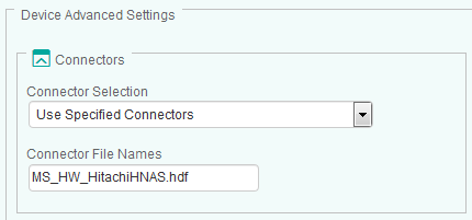 Specifying the Connector File Name to monitor Hitachi HNAS