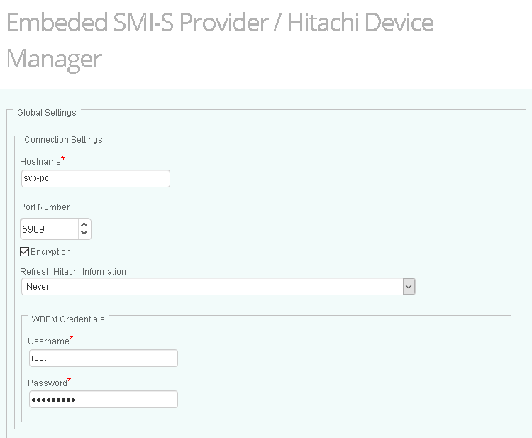 Creating a connection to the embedded SMI-S provider