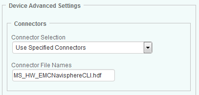 Selecting the EMC Navisphere CLI Connector