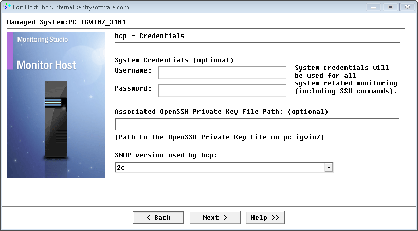 Figure 6 - Providing credentials and SNMP version