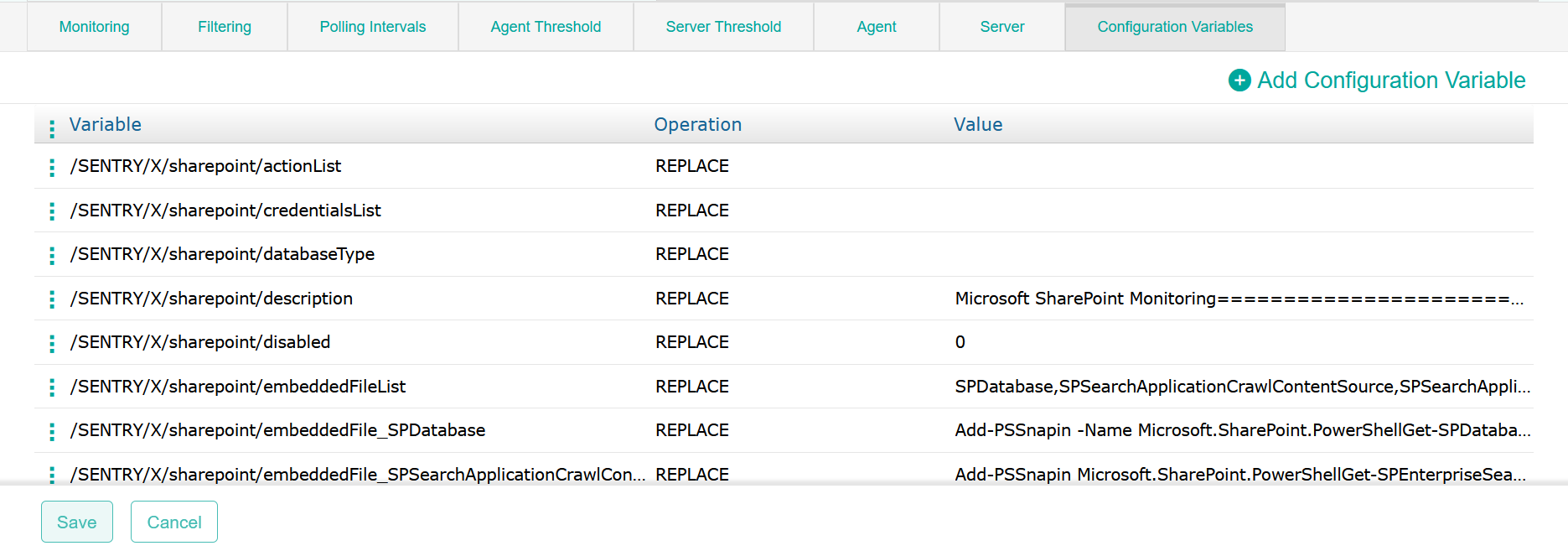 Monitoring SharePoint - Verifying the configuration values in TrueSight
