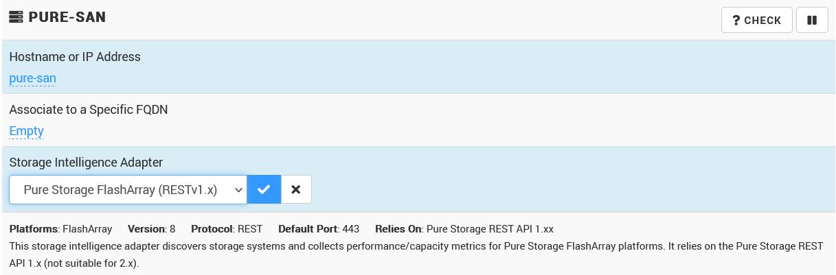 Specify the correct Storage Intelligence Adapter in Monitoring Studio X