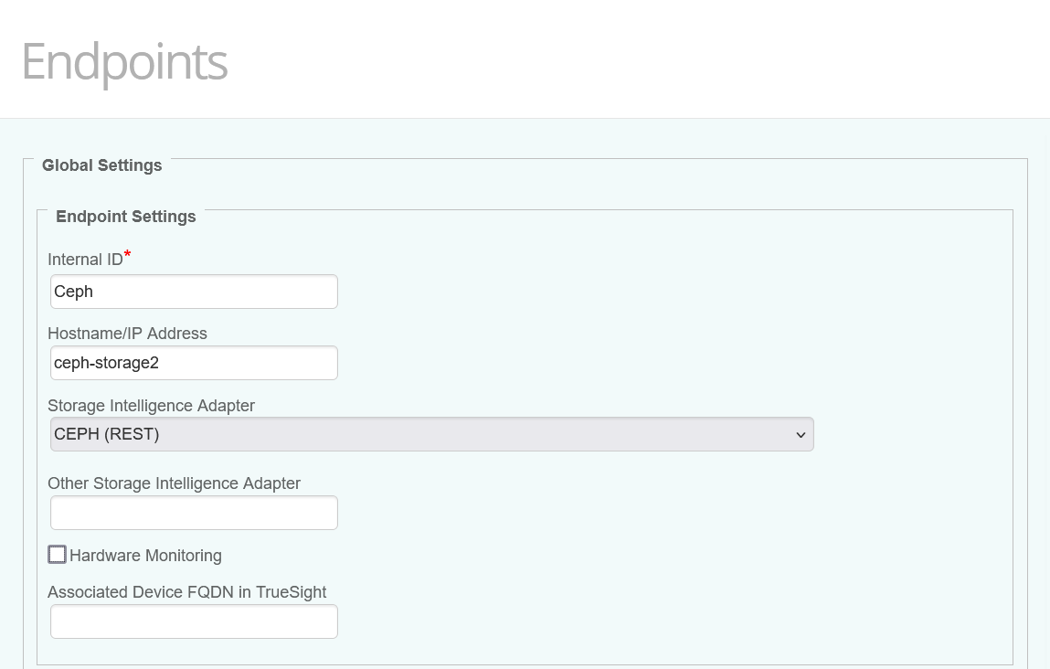 Ceph  - Configuring the Endpoint Global Settings