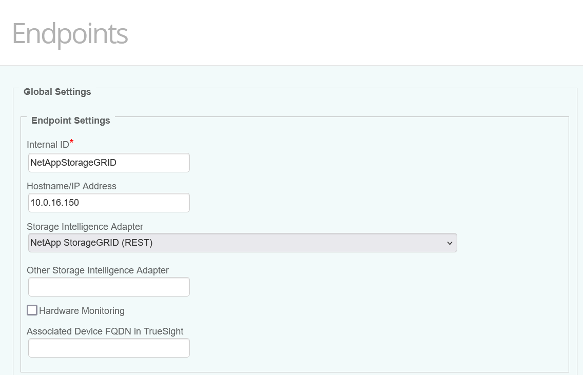 NetApp StorageGRID - Configuring the Endpoint Global Settings